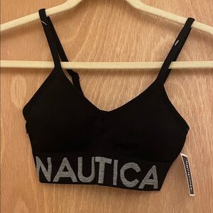 Nautica Women's Black Bralette with Gray Logo